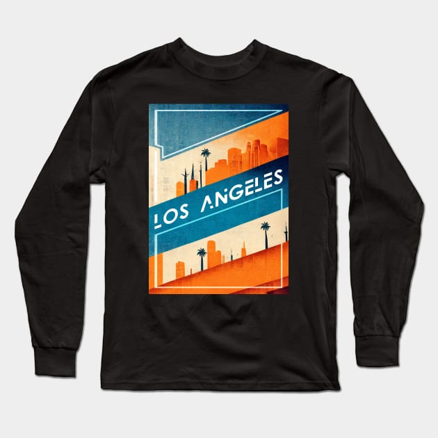 Los Angeles - Modern Angular Long Sleeve T-Shirt by Bondoboxy